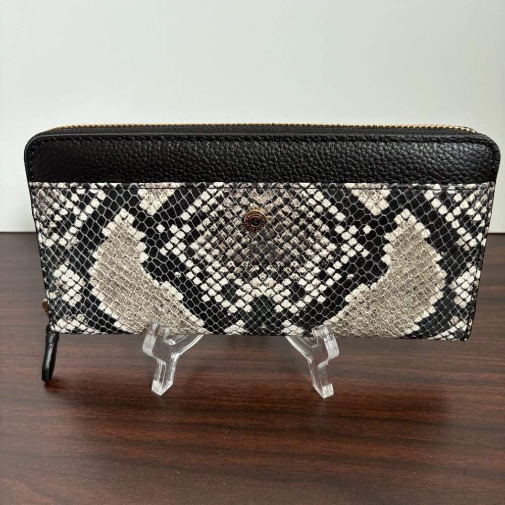 Cole Haan Vartan Continental Wallet Snake Print Zip Around Wallet New